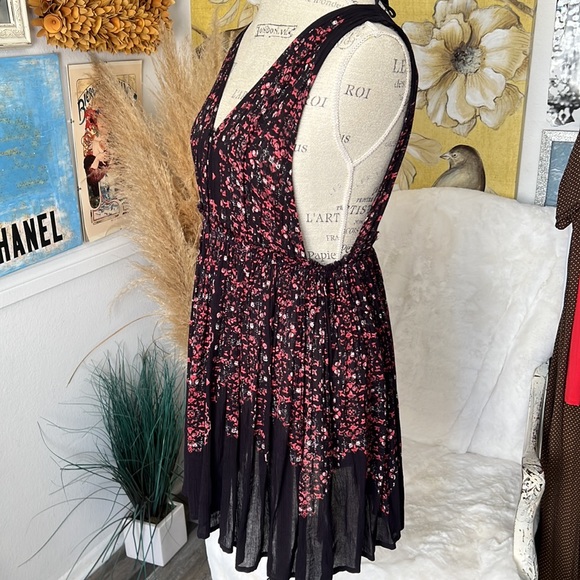 FP One Floral Slip mini dress Pinafore open back flawy Sz. S Button front - Picture 8 of 17